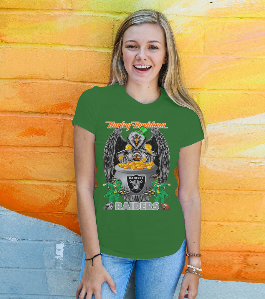 Harley Davidson Raiders Nfl Oakland Raiders Eagle Pot Of Gold T-Shirt