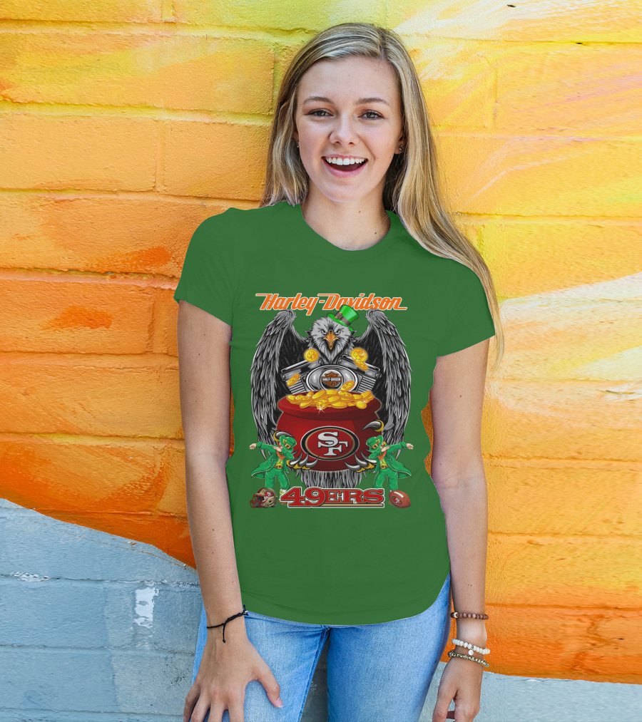 Harley Davidson San Francisco 49ers Nfl 49ers Leprechaun Pot Of Gold T-Shirt