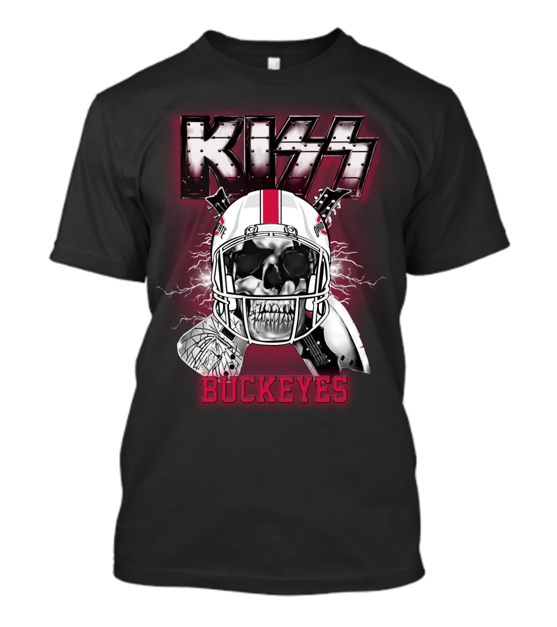 Kiss Buckeyes Football Skull Helmet Ncaa Osb 95 T-Shirt
