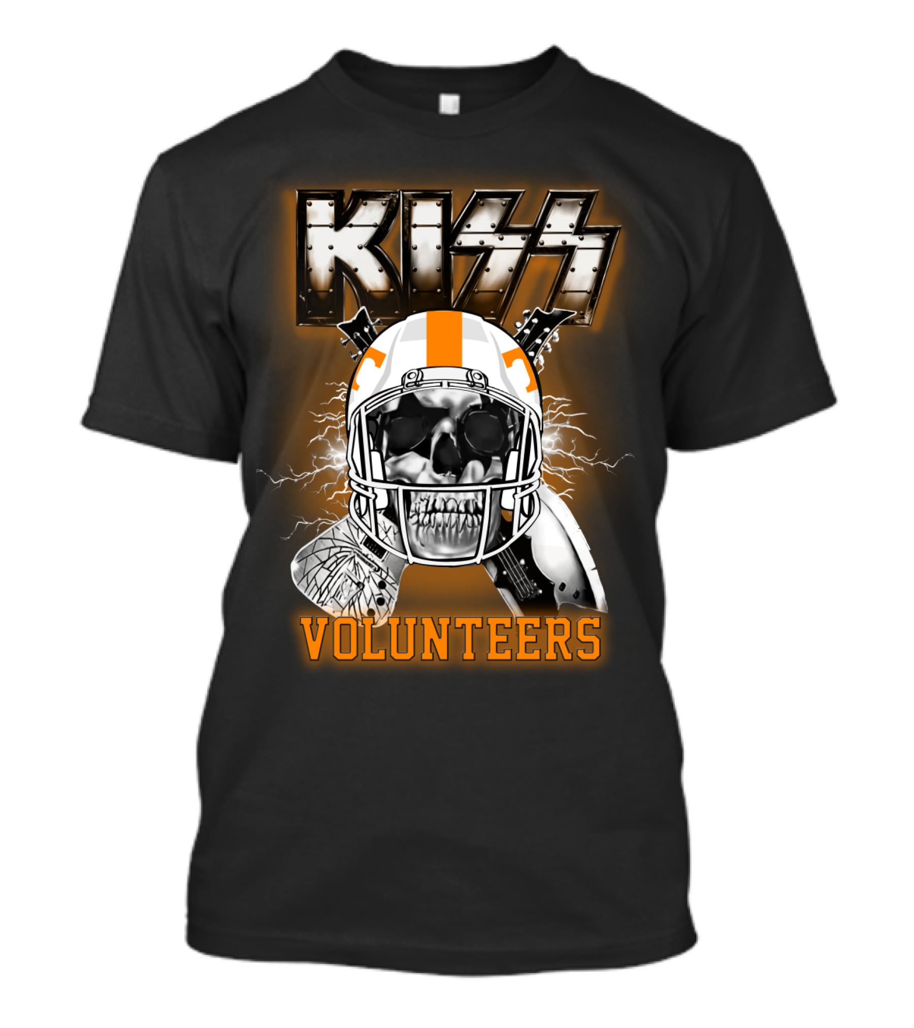 Kiss Volunteers Skull Helmet Ncaa Football Theme T-Shirt