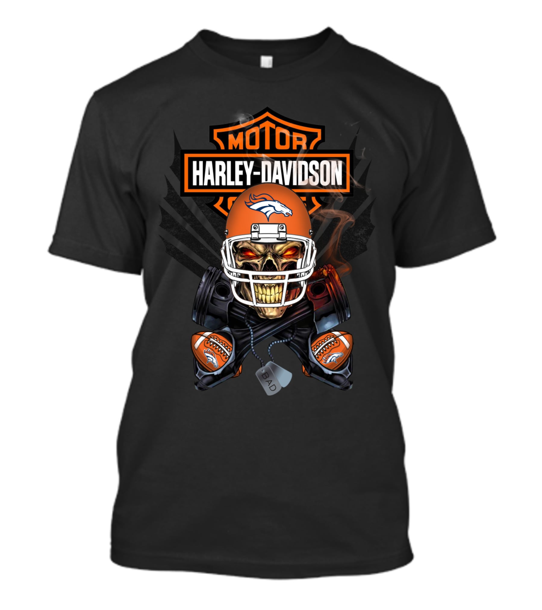 Nfl Db Harley Davidson Broncos Skull Football Helmets T-Shirt