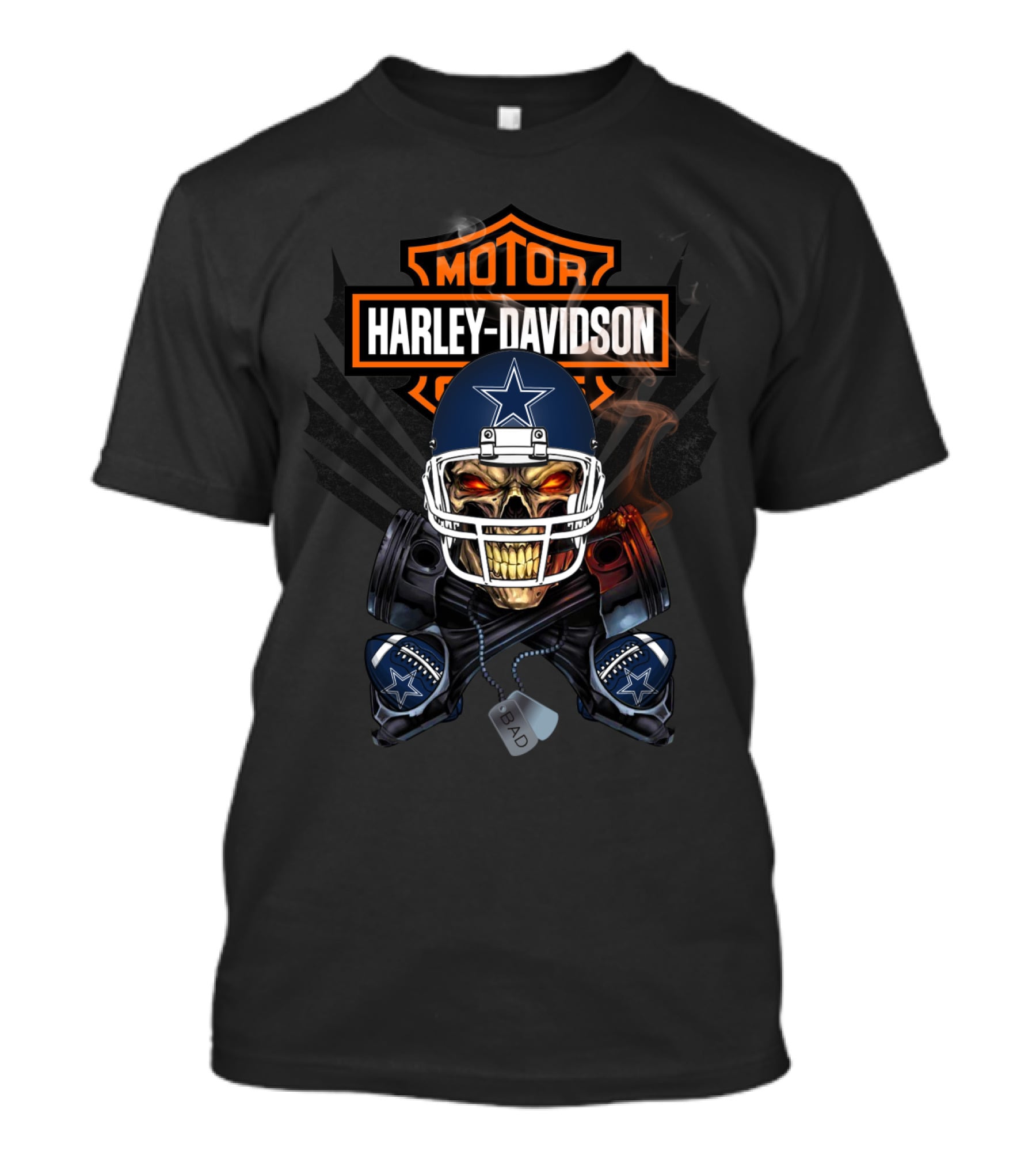 Harley Davidson Motor Nfl Dc Cowboys Skull T-Shirt