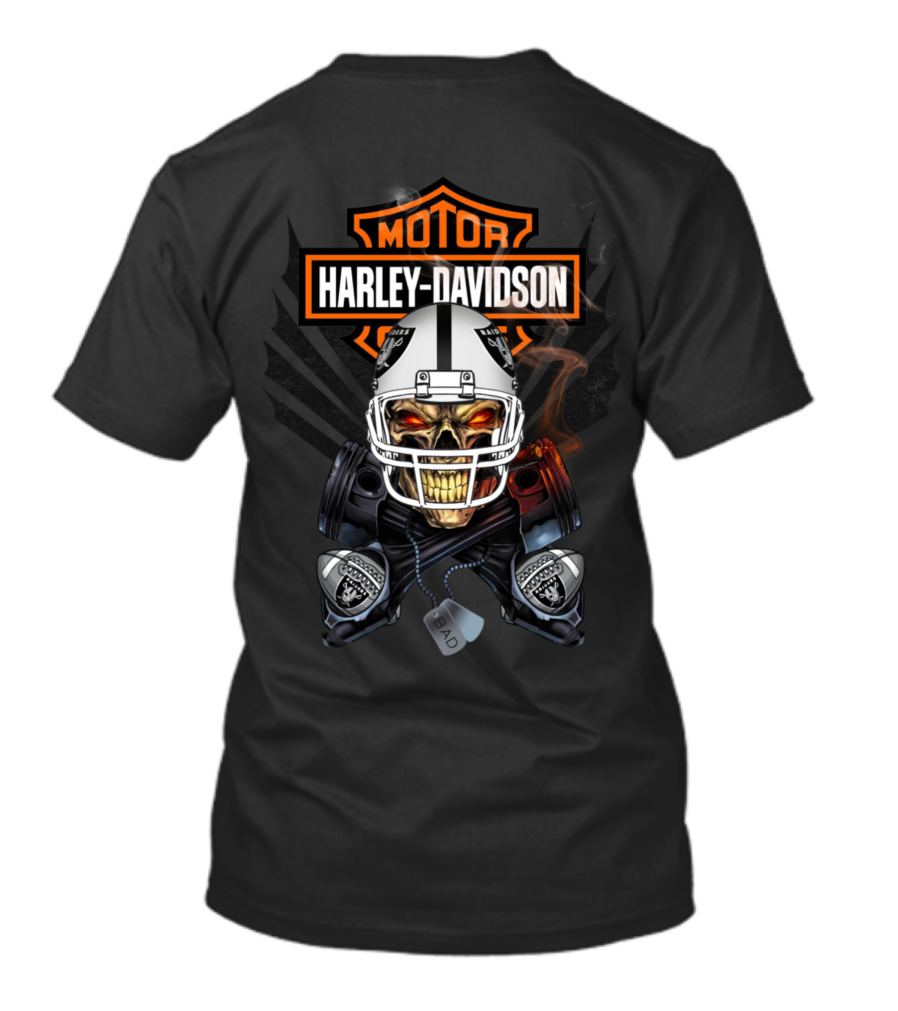 Harley Davidson Motor Raiders Skull Helmet Dog Tags T-Shirt