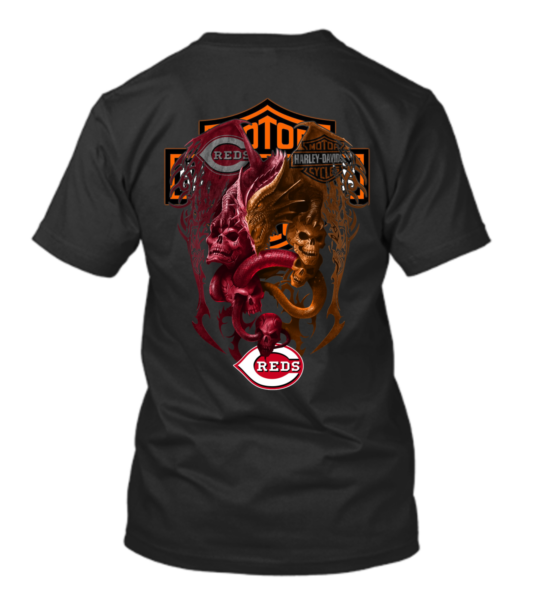Cincinnati Reds Harley Davidson Skull T-Shirt