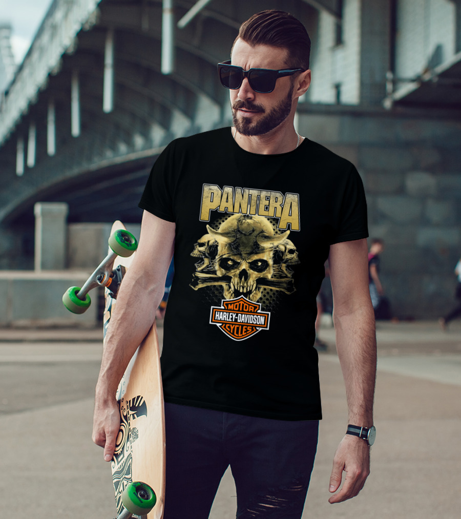 Pantera Harley Davidson Motorcycles Skull T-Shirt