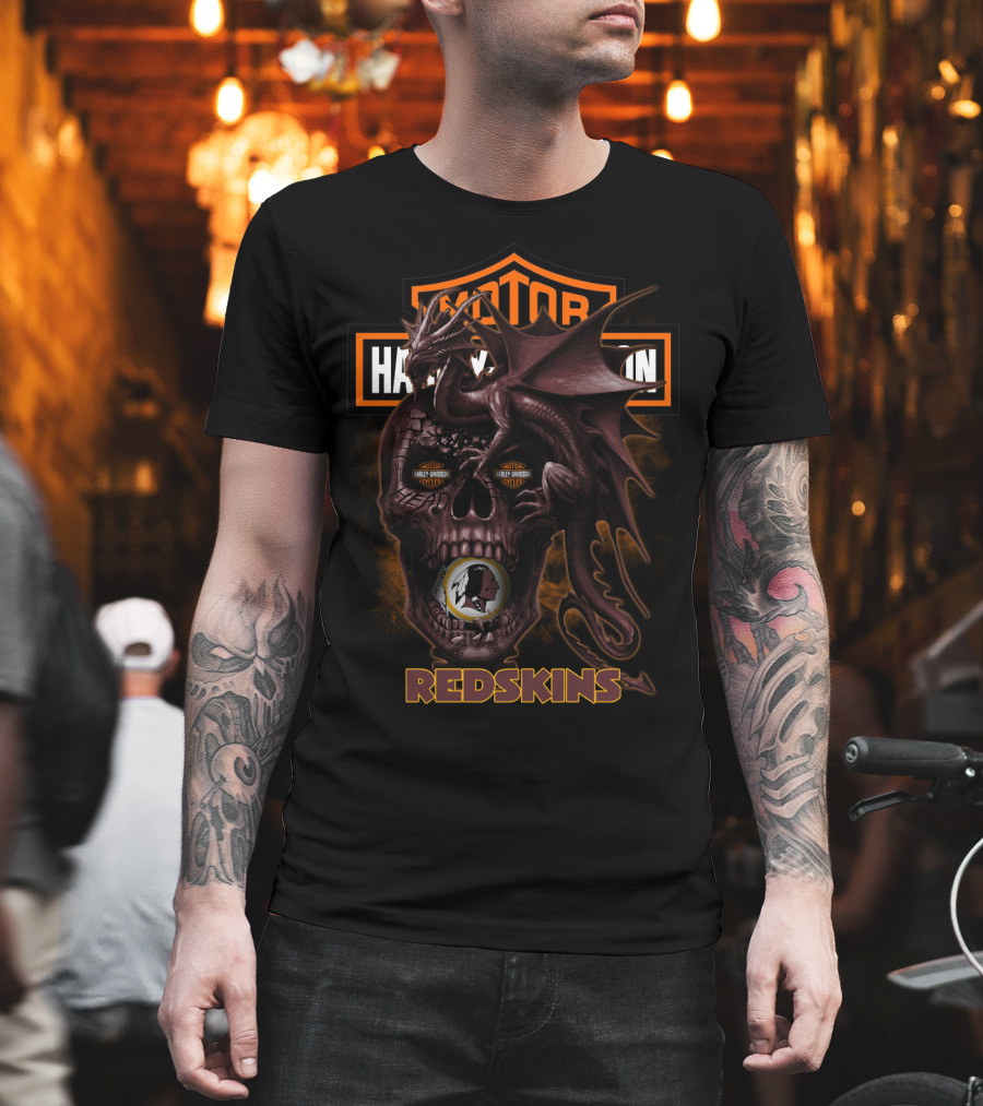 Harley Davidson Redskins Dragon Skull T-Shirt
