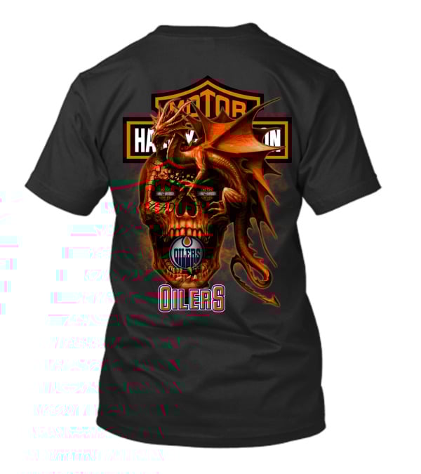 Edmonton Oilers Harley Davidson Skull Dragon T-Shirt