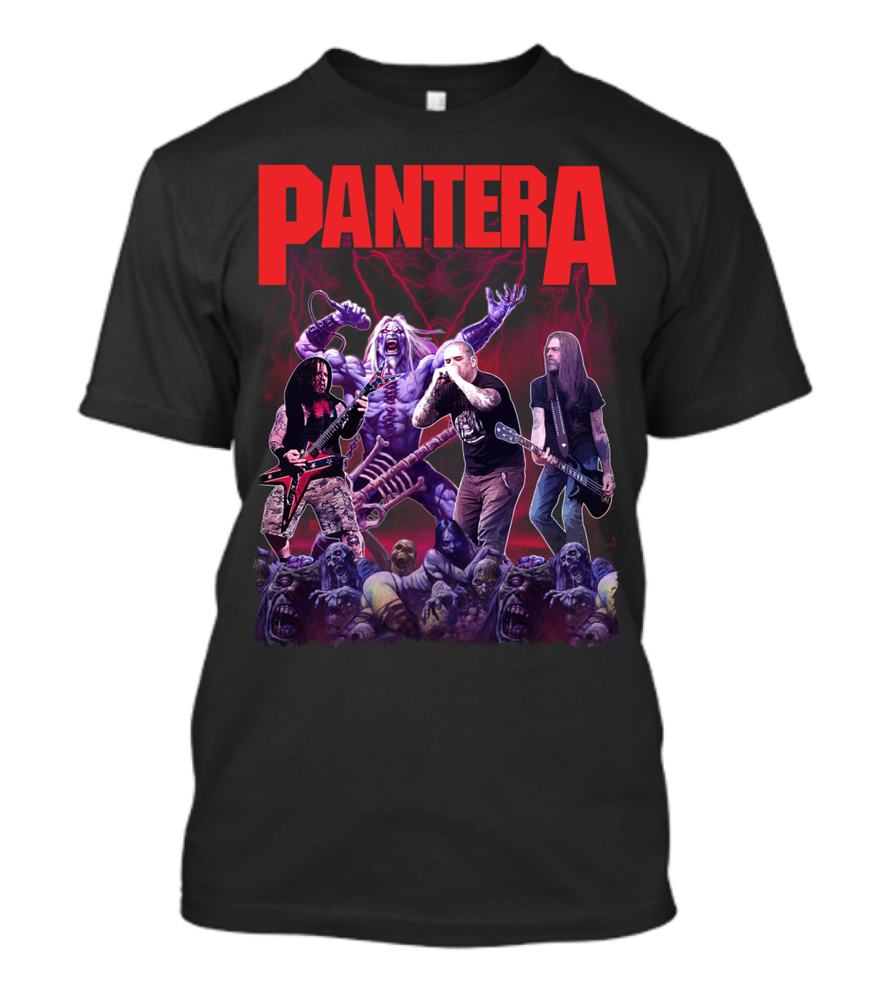 Pantera Live Electric Performance With Zombies And Purple Lightning T-Shirt