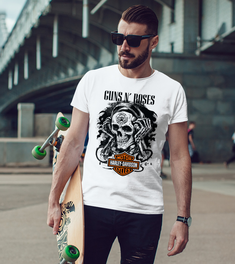 Guns N' Roses Harley Davidson Skull T-Shirt