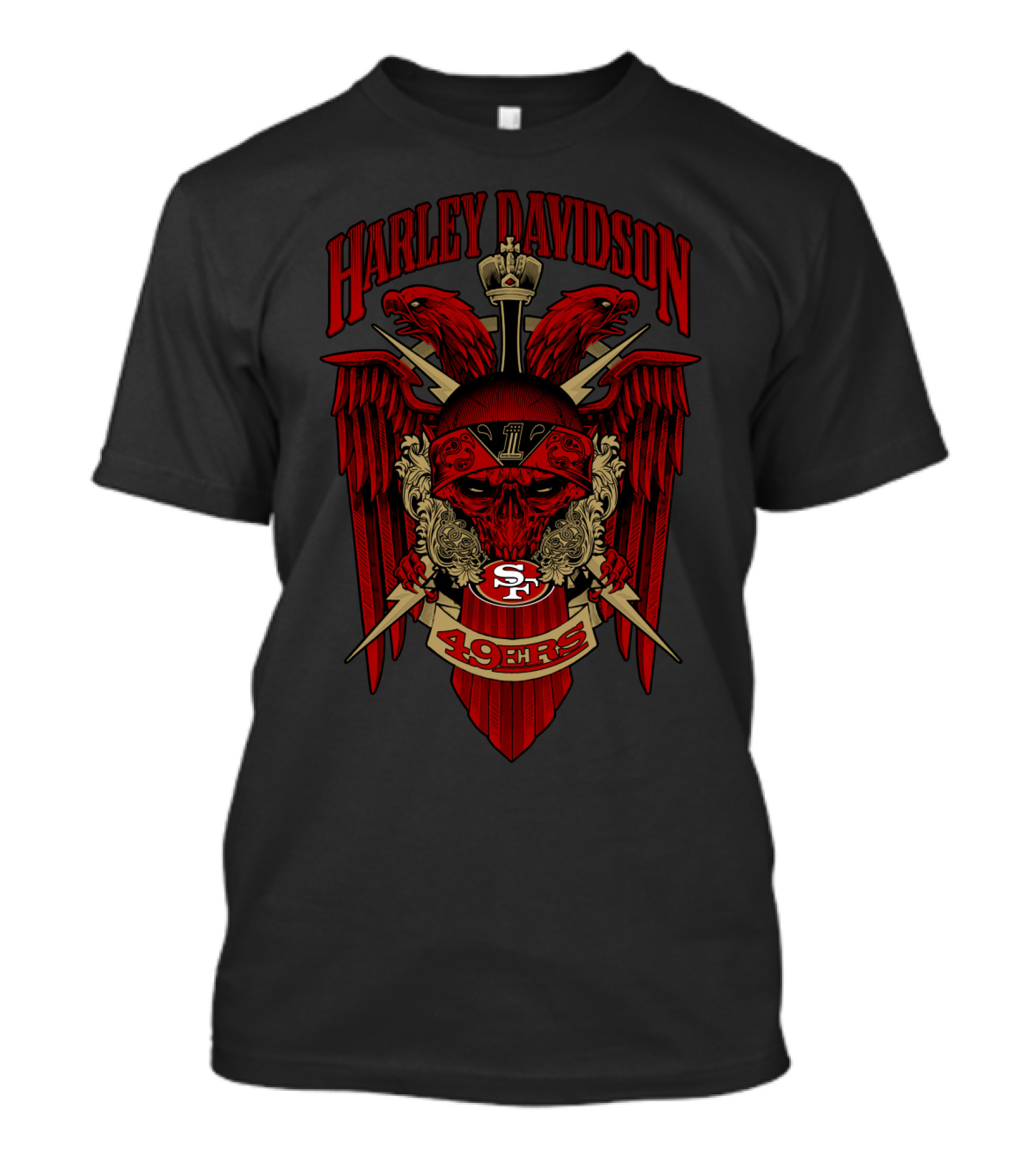 Harley Davidson Nfl 131 San Francisco 49ers Skull T-Shirt