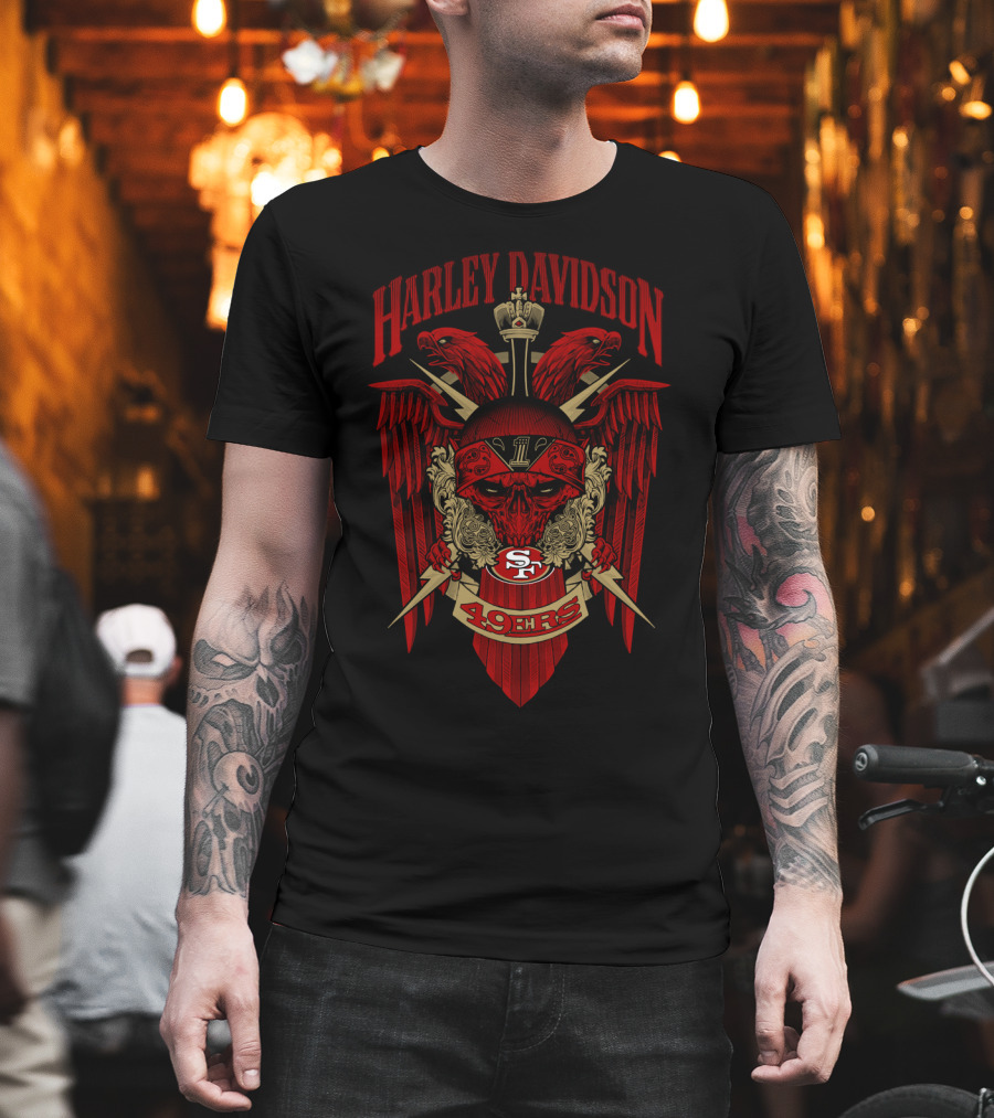 Harley Davidson Nfl 131 San Francisco 49ers Skull T-Shirt