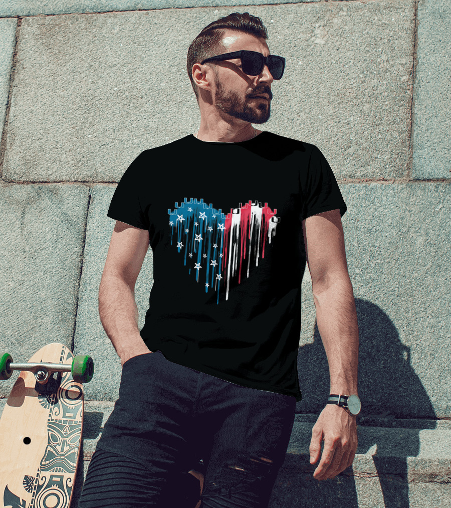 Miami Hurricanes Stars And Stripes Heart T-Shirt