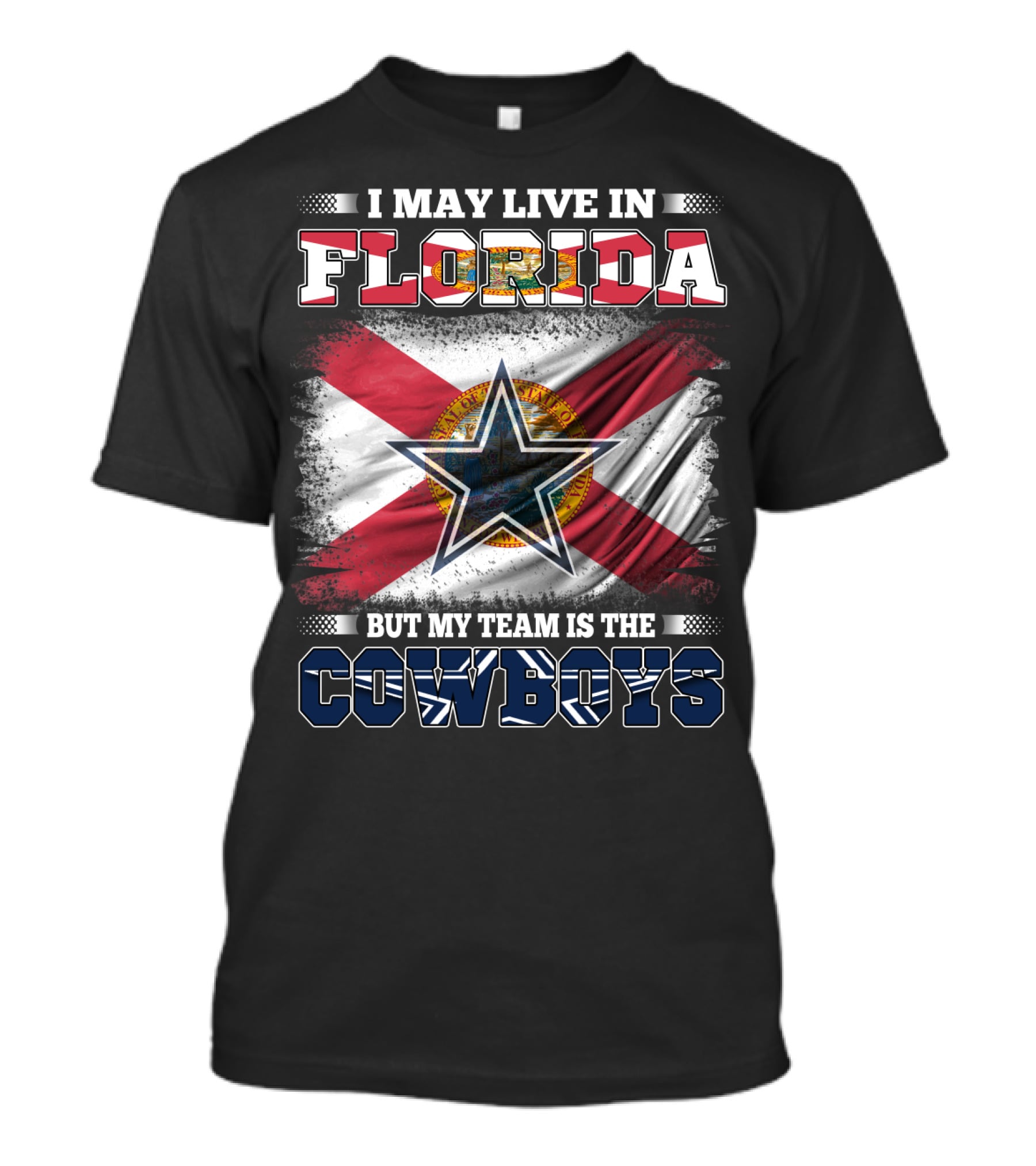 Florida Pride With Cowboys Fan Loyalty Flag T-Shirt