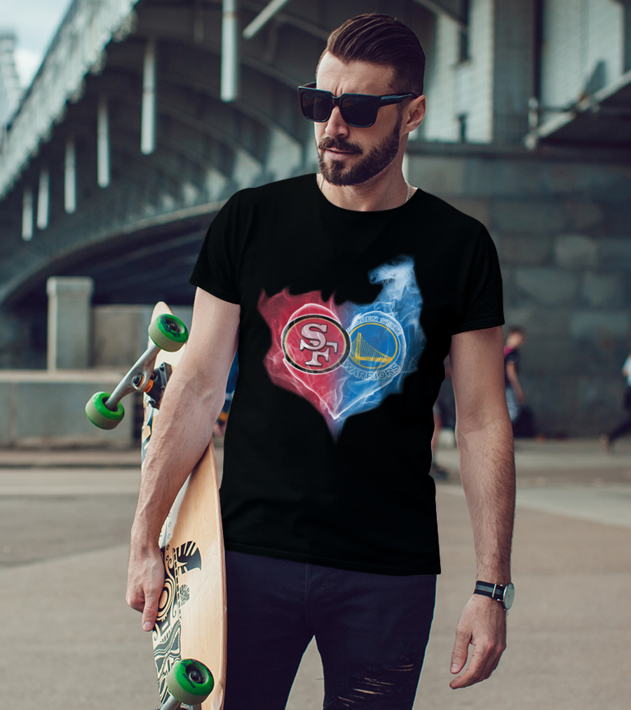 San Francisco 49ers Golden State Warriors Heart Fusion T-Shirt