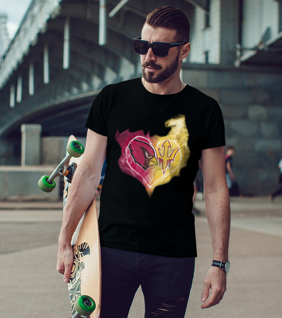 Cardinals Arizona State Sun Devils Heart T-Shirt