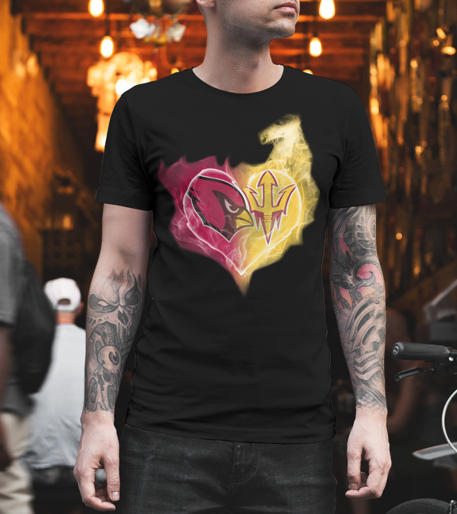 Cardinals Arizona State Sun Devils Heart T-Shirt