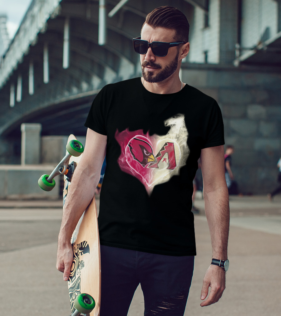 Cardinals Arizona Diamondbacks Heart Logo Fusion T-Shirt