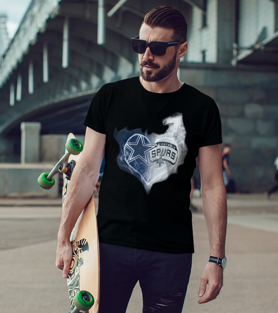 Cowboys San Antonio Spurs Heart Smoke T-Shirt