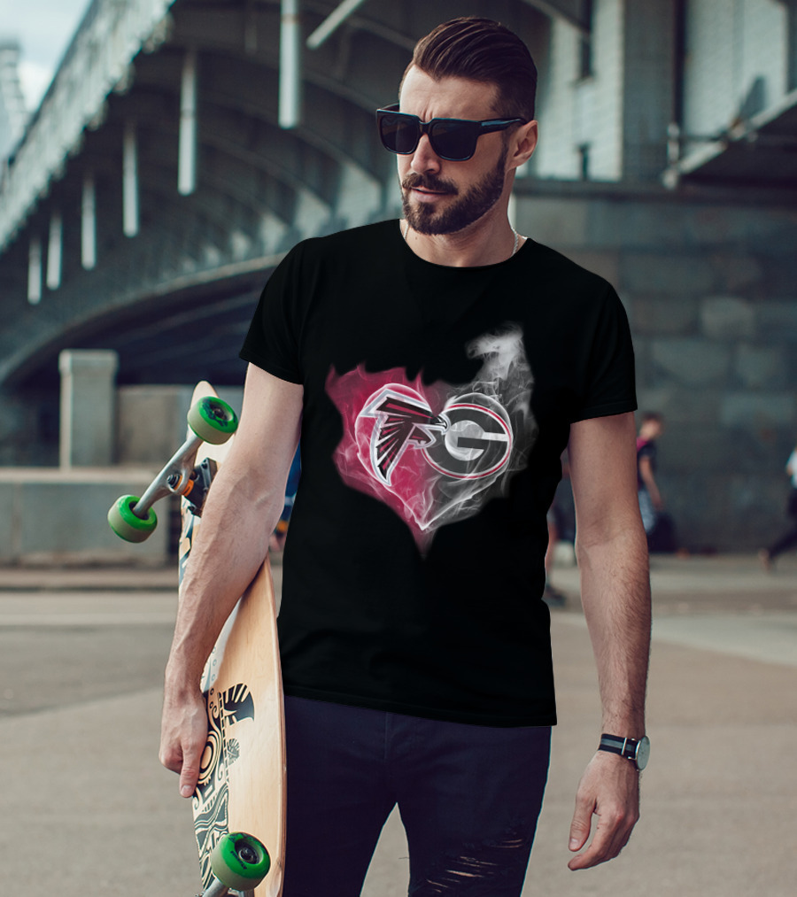 Atlanta Falcons Georgia Bulldogs Heart Smoke T-Shirt