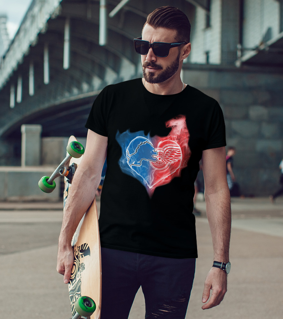 Detroit Lions Red Wings Heart T-Shirt