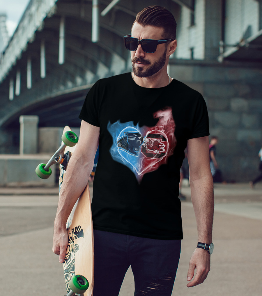 Panthers South Carolina Gamecocks Heart Icon T-Shirt