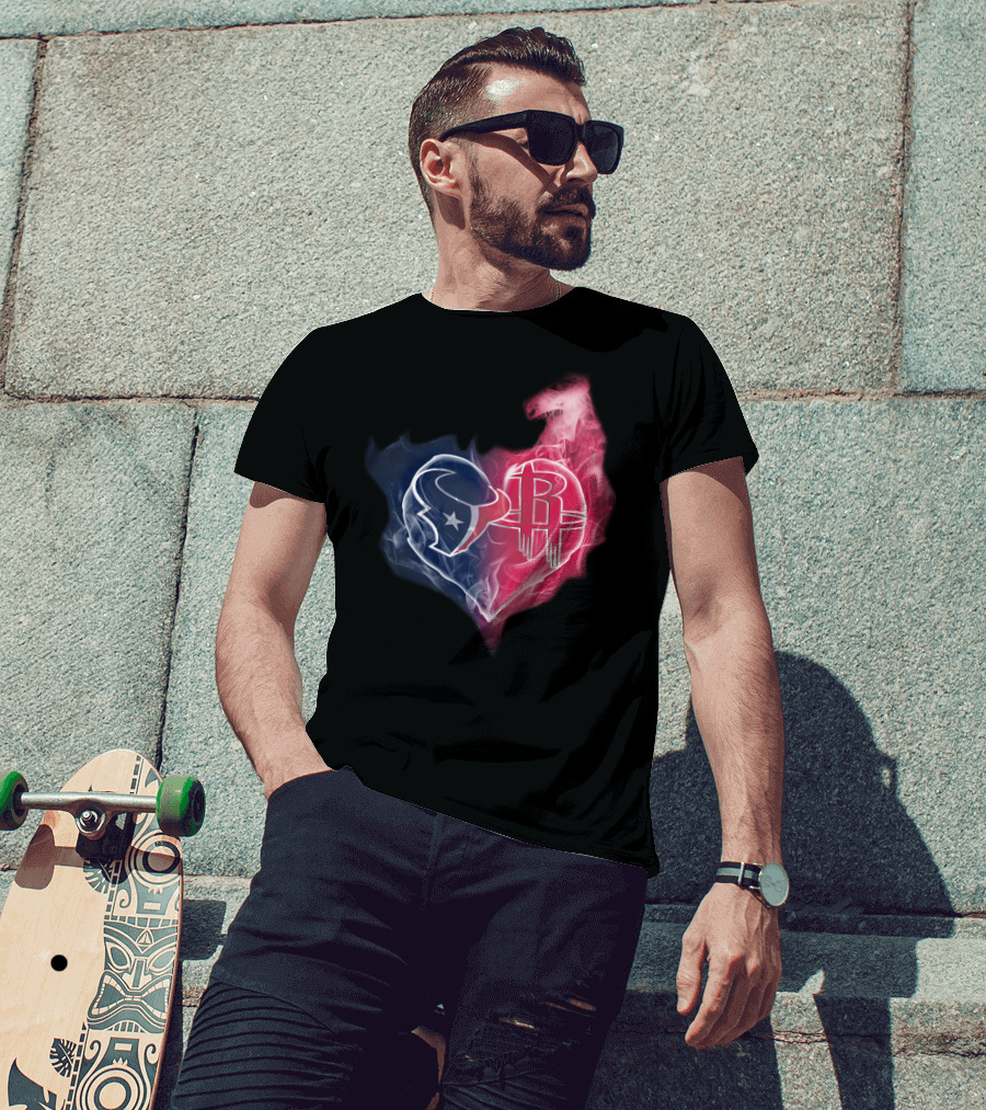 Texans Houston Rockets Logo Heart Smoke T-Shirt