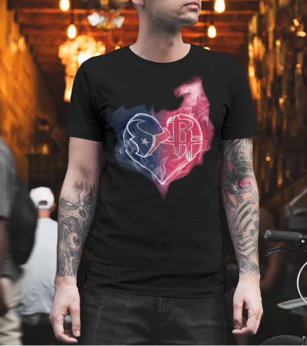 Texans Houston Rockets Logo Heart Smoke T-Shirt Texans Houston Rockets Logo Heart Smoke T-Shirt
