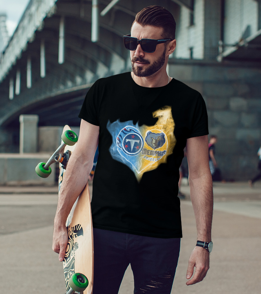 Tennessee Titans Memphis Grizzlies Heart Fusion T-Shirt