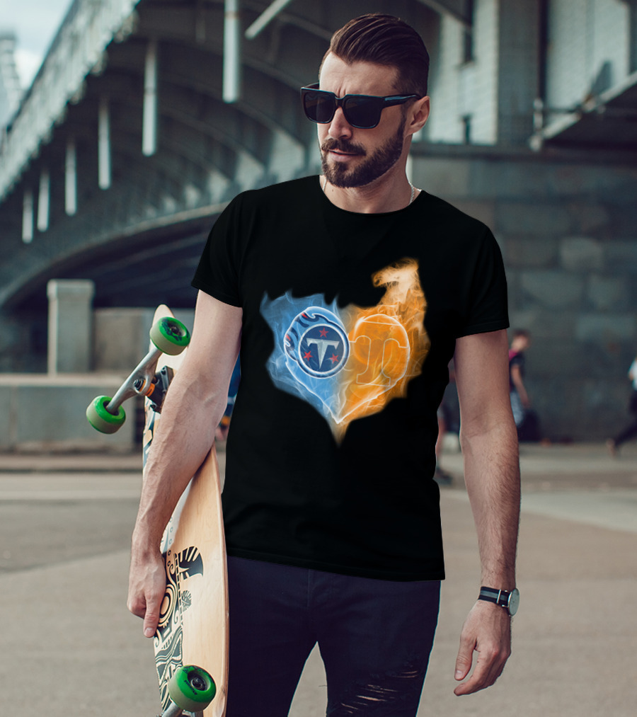 Tennessee Titans Volunteers Flaming Heart Emblem T-Shirt