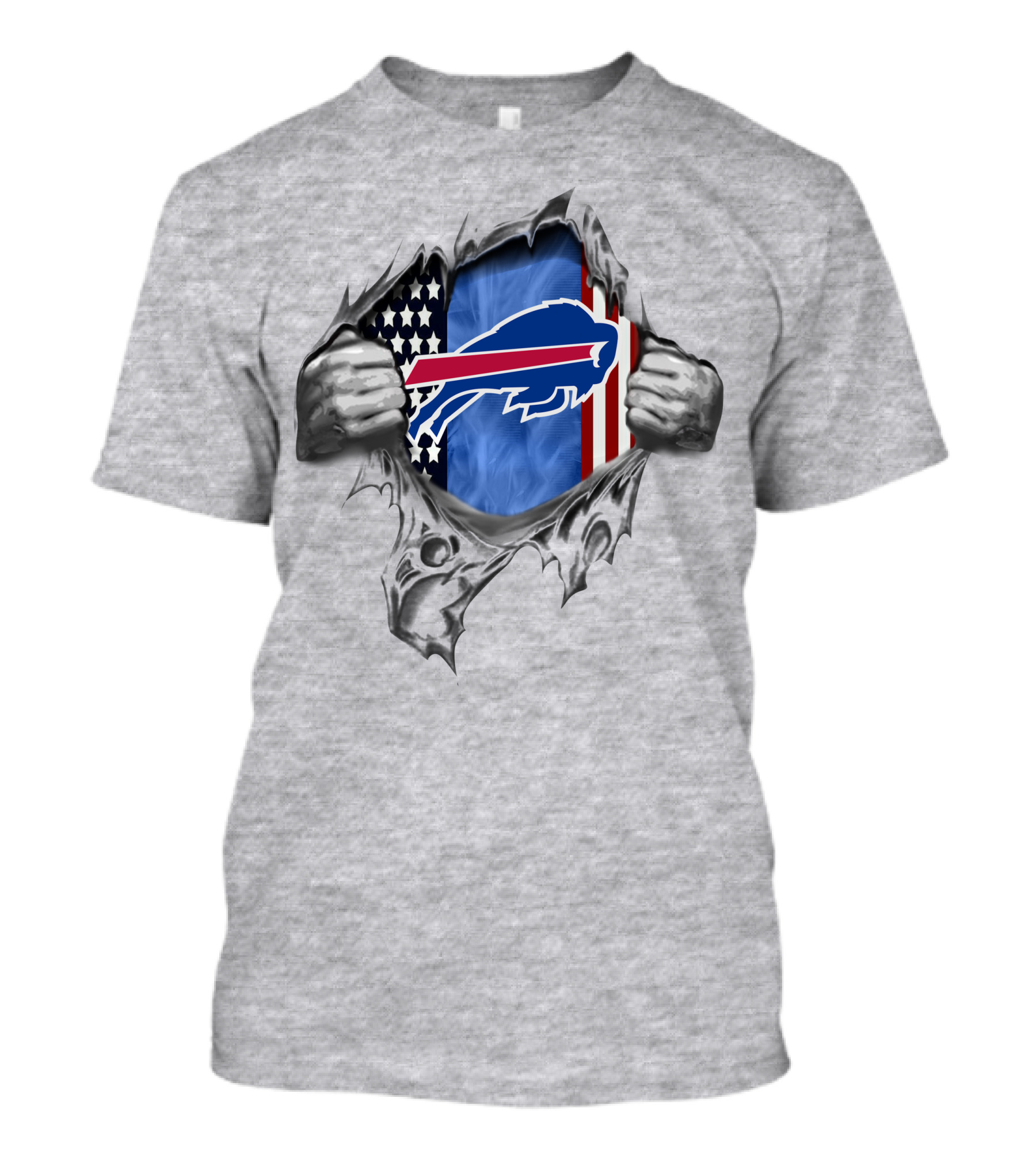 Buffalo Bills American Flag Ripped Metal T-Shirt