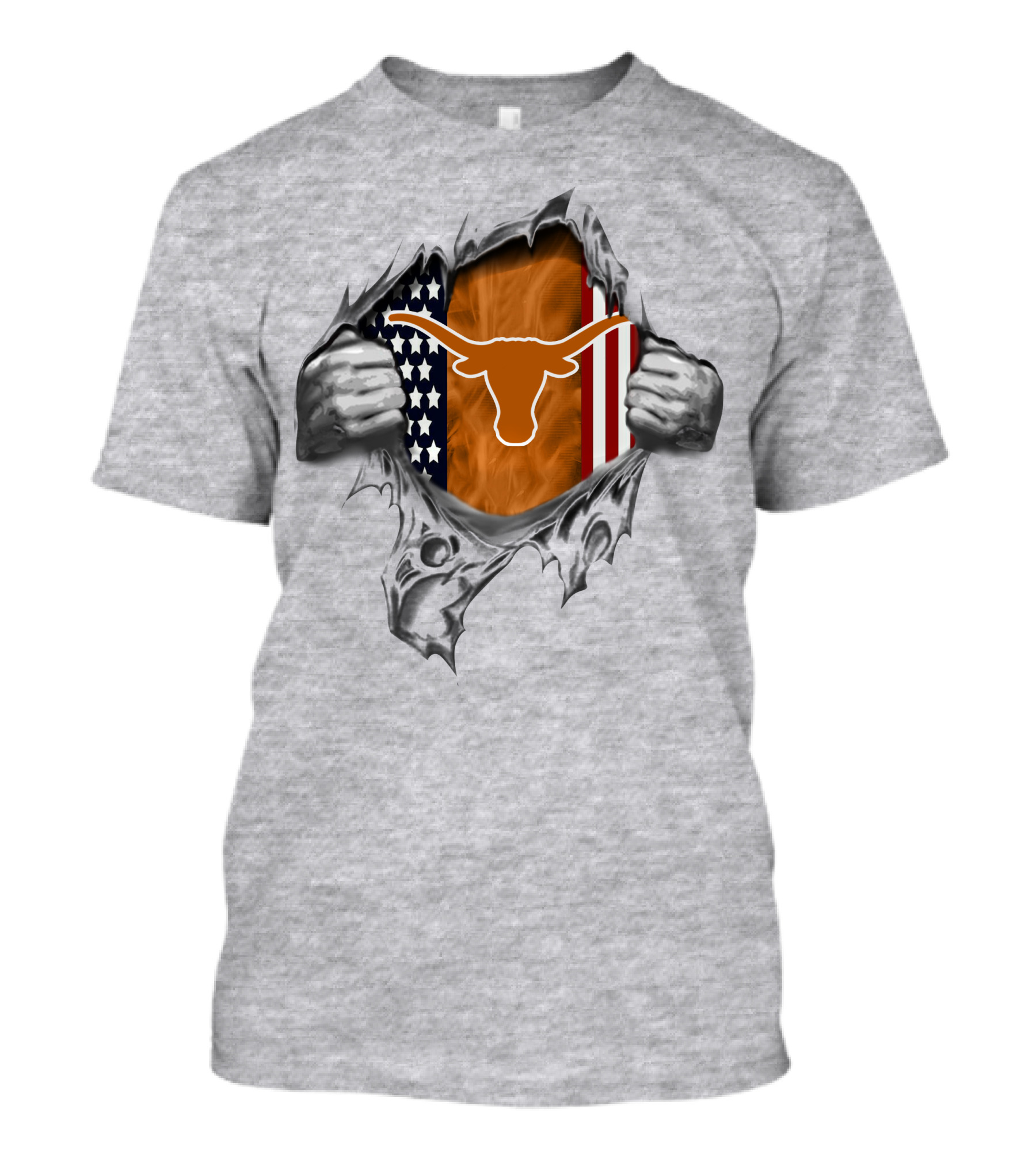 Texas Longhorns American Flag Ripped T-Shirt
