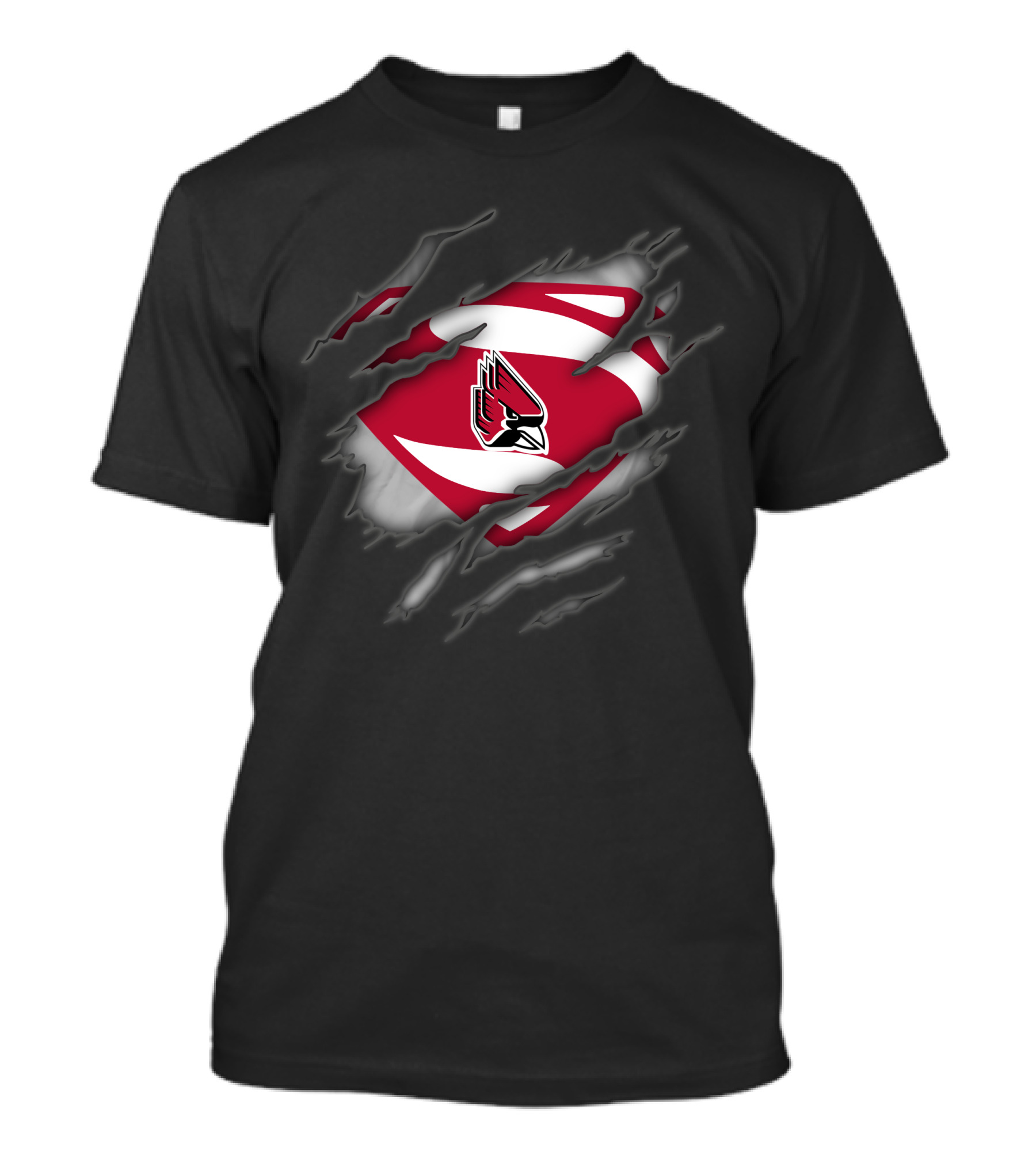 Ball State Cardinals Superman Logo Emblem Tear T-Shirt