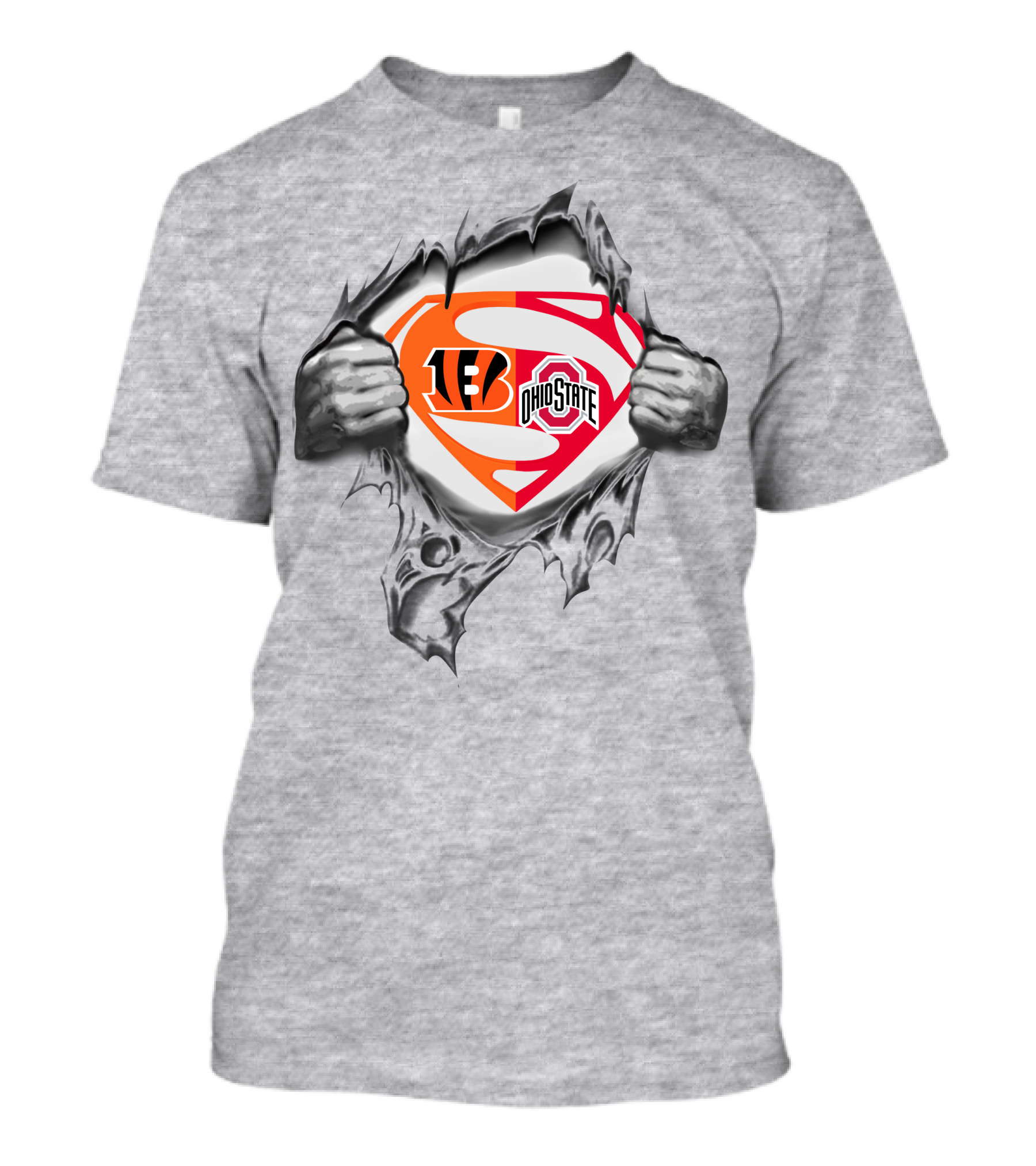 Cincinnati Bengals Ohio State Buckeyes Superman Logo Fusion T-Shirt