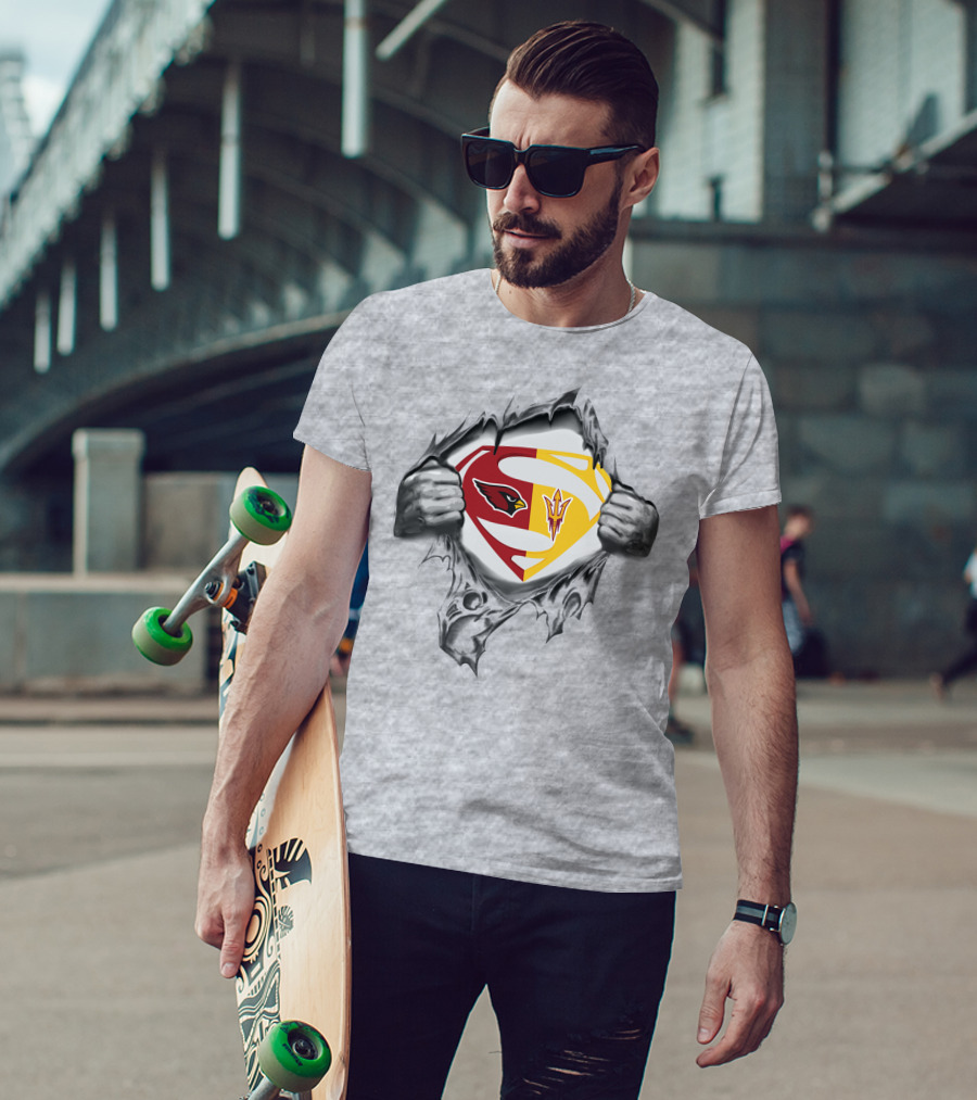 Arizona Cardinals Arizona State Sun Devils Superman Logo Fusion T-Shirt