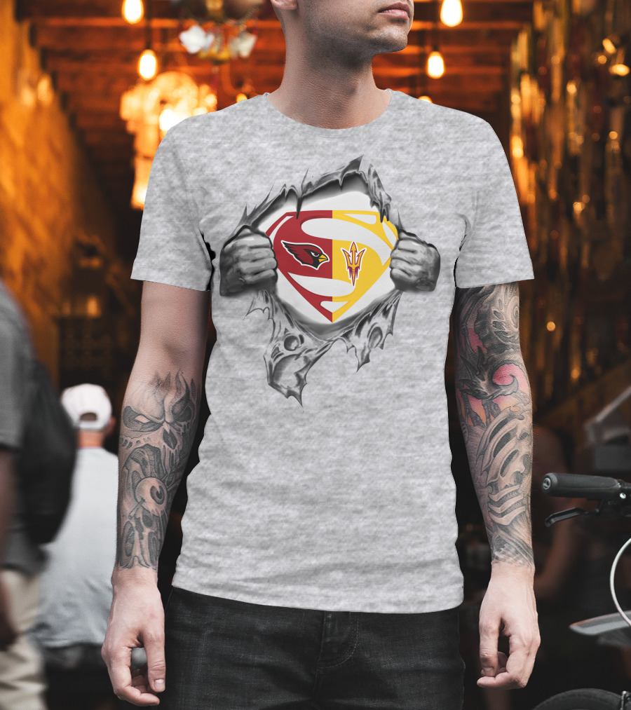 Arizona Cardinals Arizona State Sun Devils Superman Logo Fusion T-Shirt