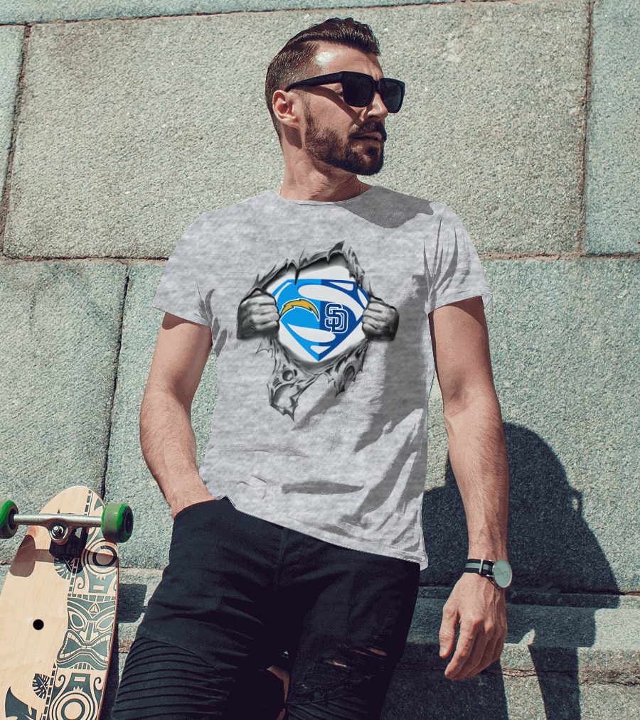 Chargers San Diego Padres Superman Logo Fusion T-Shirt