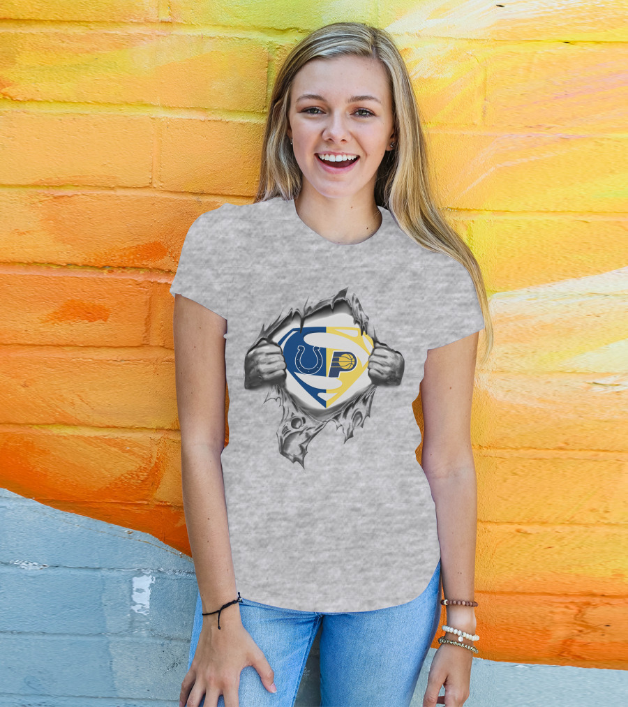 Indianapolis Colts Indiana Pacers Superman Logo Combination T-Shirt