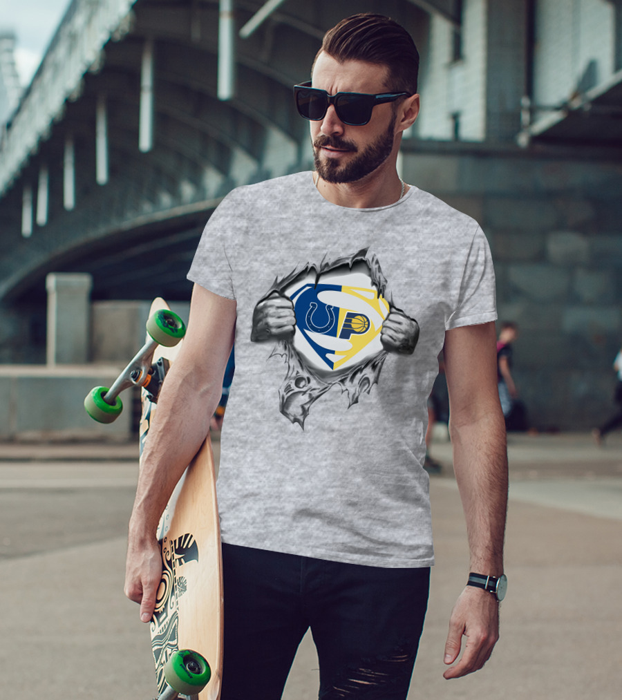 Indianapolis Colts Indiana Pacers Superman Logo Combination T-Shirt