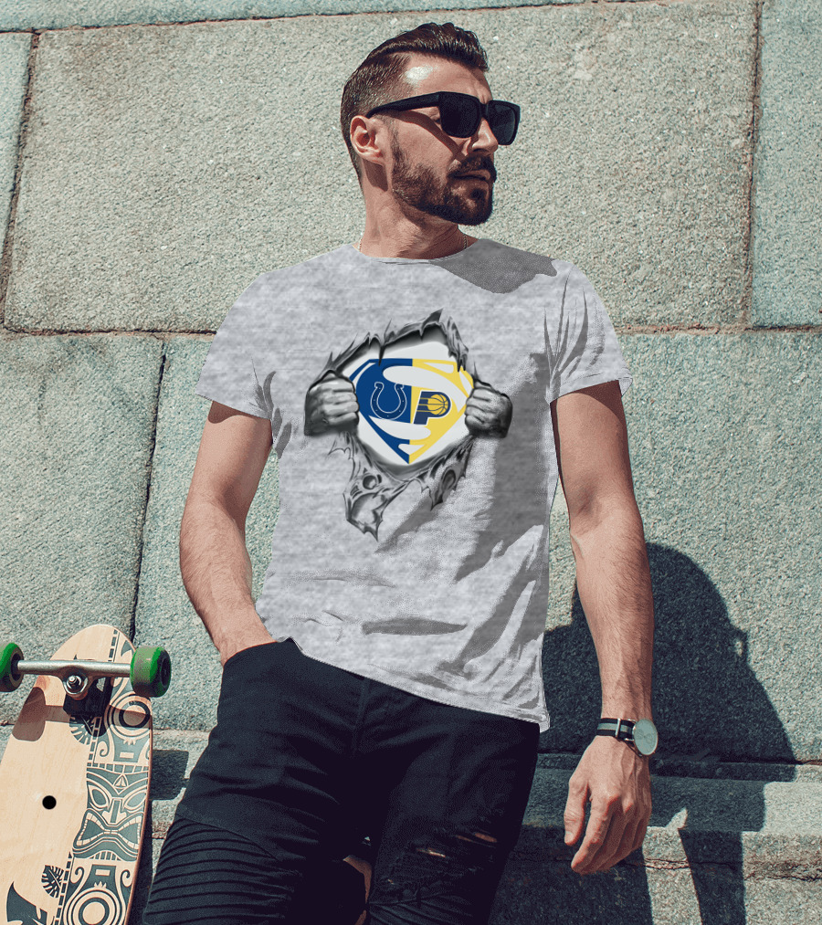 Indianapolis Colts Indiana Pacers Superman Logo Combination T-Shirt