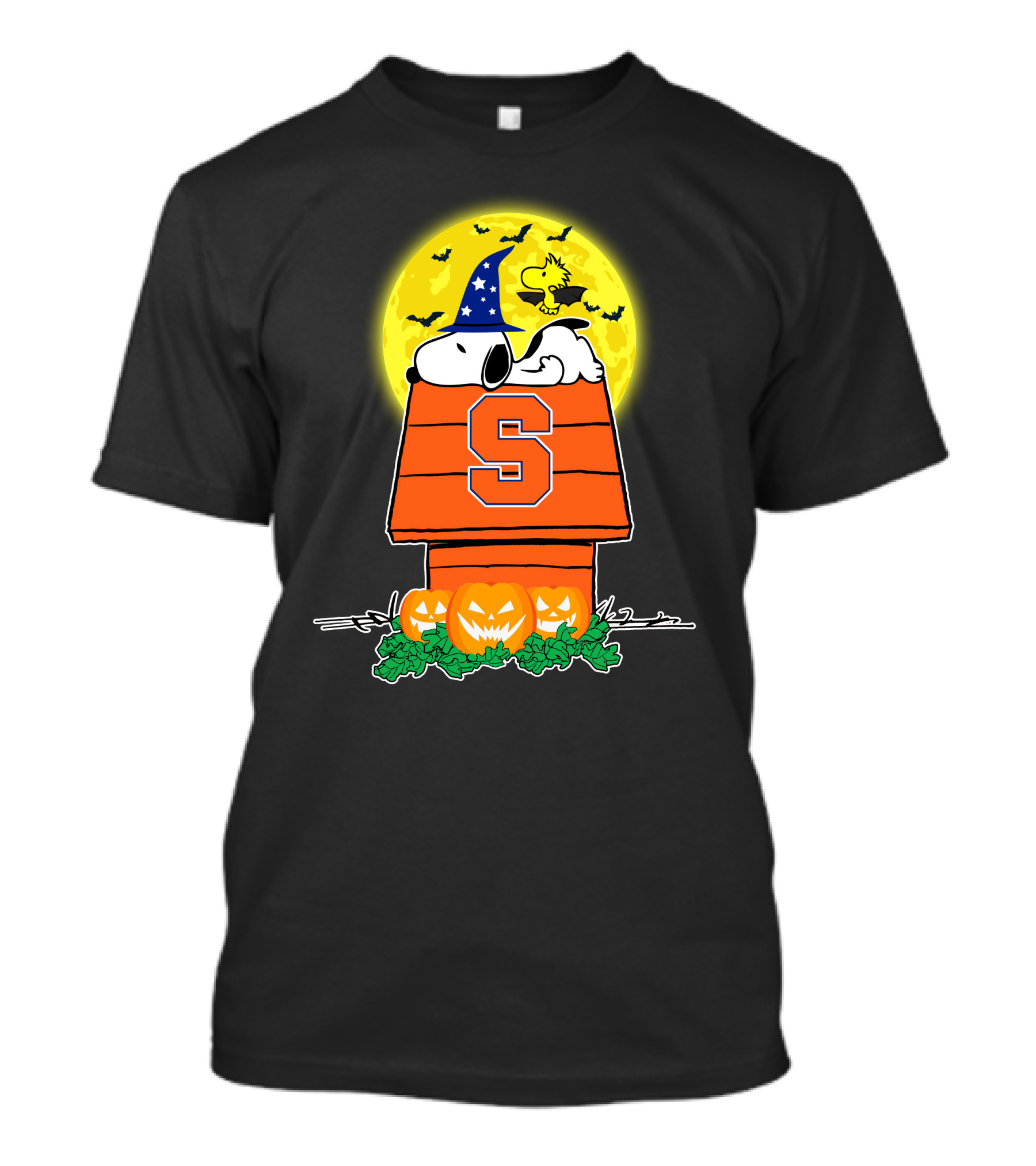 Syracuse Orange Snoopy Halloween Pumpkins Moon Bats Woodstock T-Shirt
