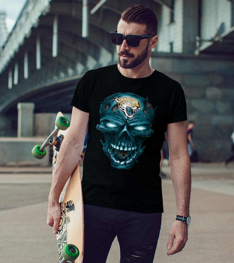Jacksonville Jaguars Blue Skull With Team T-Shirt