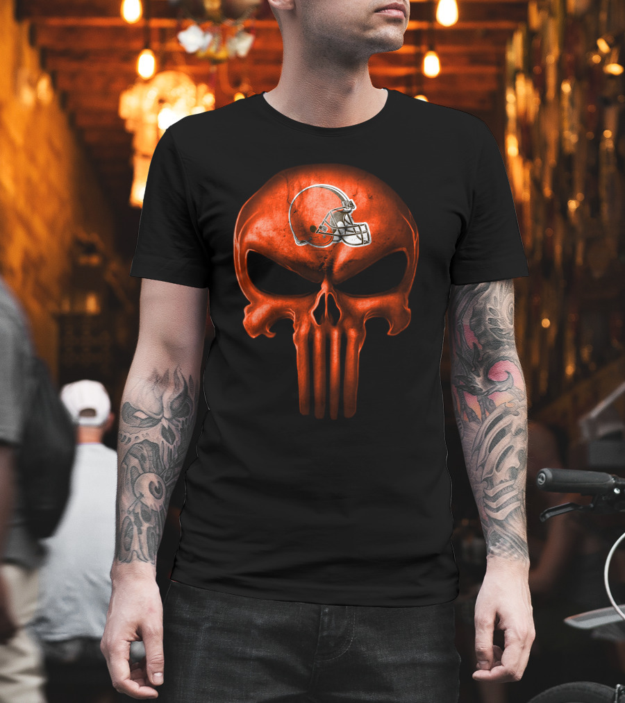 Cleveland Browns Helmet Skull T-Shirt
