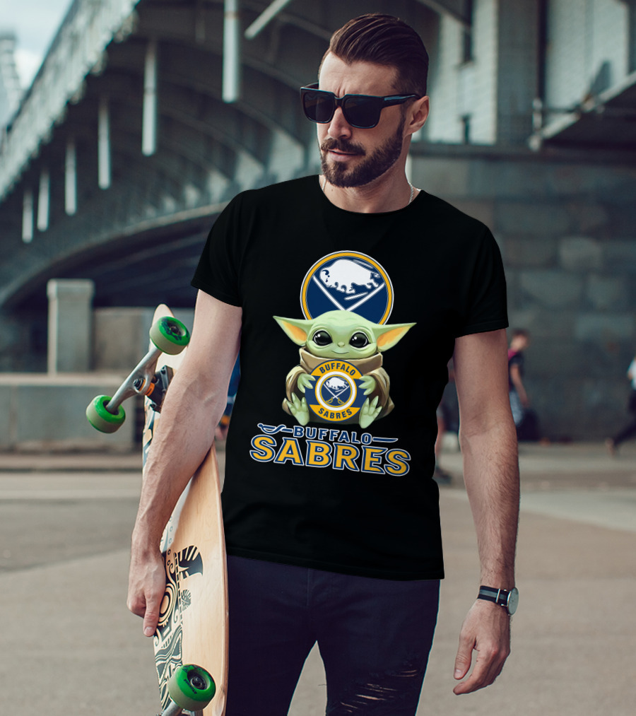 Buffalo Sabres Baby Yoda Holding Team T-Shirt