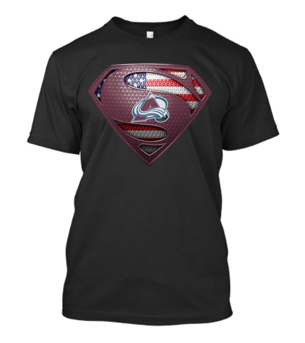 Colorado Avalanche Superman Shield American Flag T-Shirt