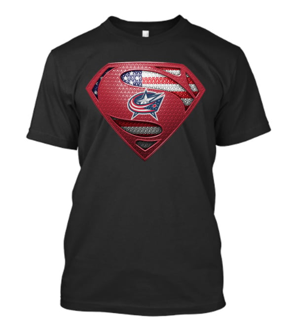 Columbus Blue Jackets Superman American Flag T-Shirt