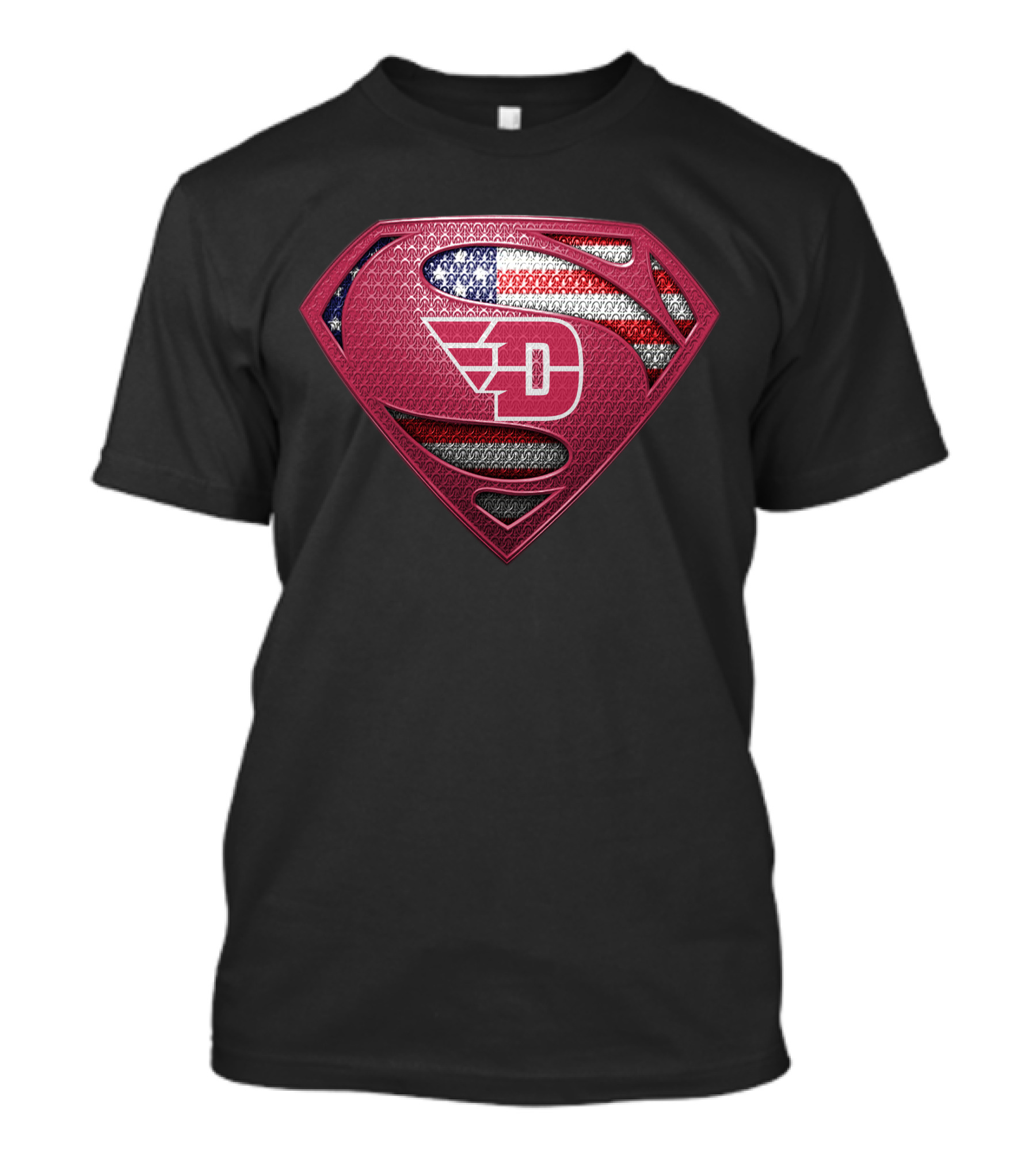 Dayton Flyers Superman Logo American Flag T-Shirt