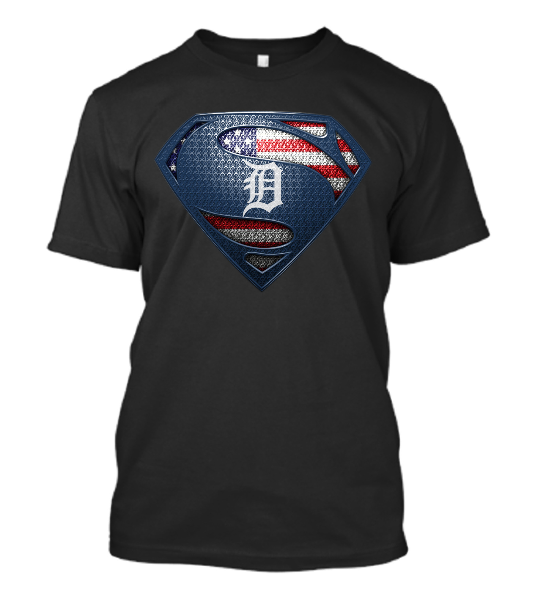Detroit Tigers Superman American Flag Badge T-Shirt