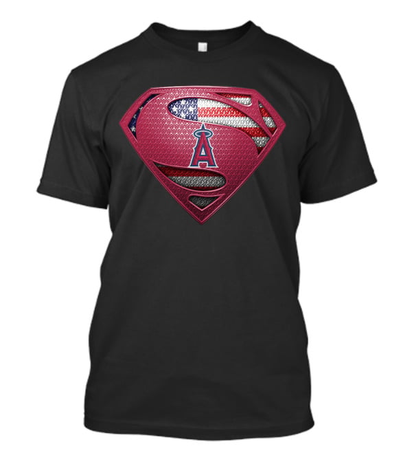 Los Angeles Angels Superman Shield American Flag T-Shirt