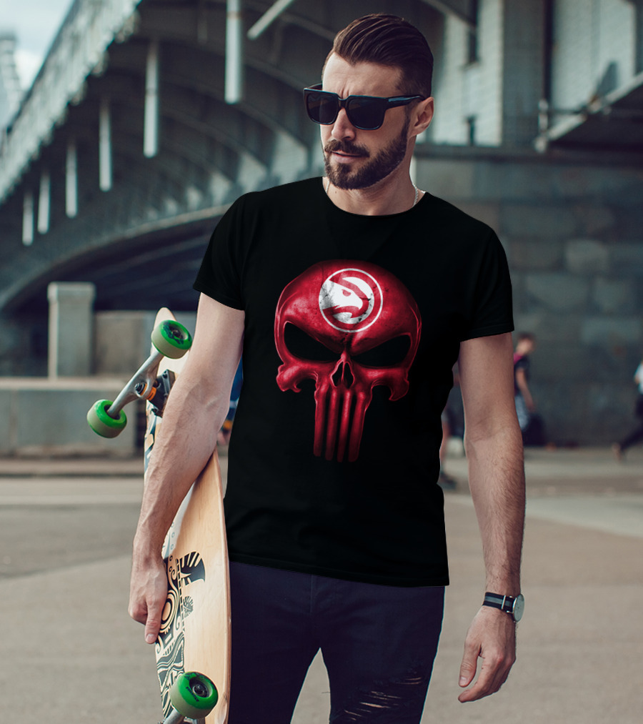 Atlanta Hawks Skull Logo Punisher Style T-Shirt