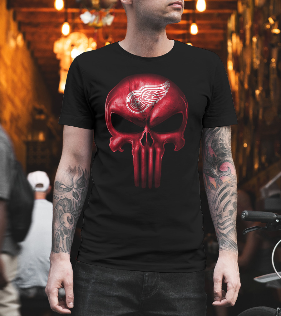 Detroit Red Wings Punisher Skull T-Shirt